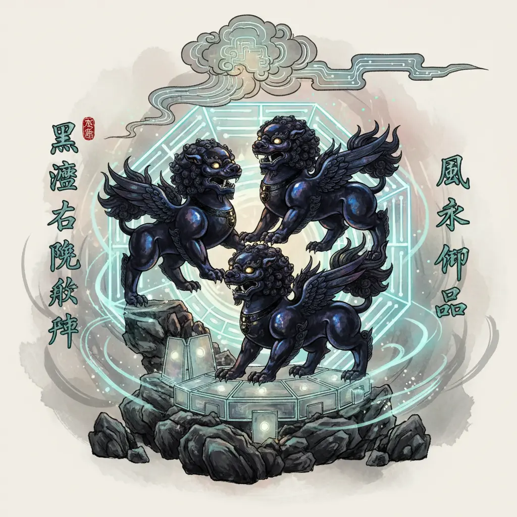 風水物品 - 黑曜石貔貅陣